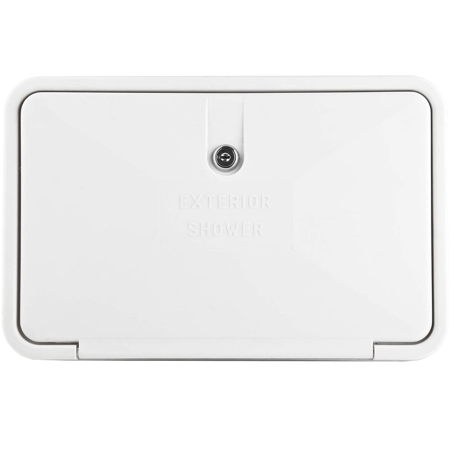Dura Faucet RV Weatherproof DF-SA170-WT Exterior Shower Box Kit - Lock and Key (White)