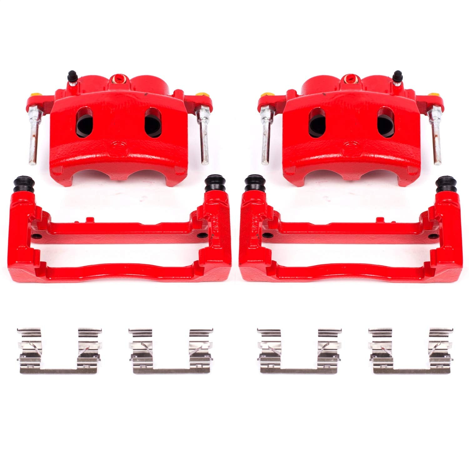 Power Stop S4918A High-Temp Front Pair of Red Powder Coated Calipers For Cadillac Escalade XTS Chevy Silverado 1500 Suburban 1500 Tahoe Savana 1500 Sierra 1500 Yukon [Application Specific]