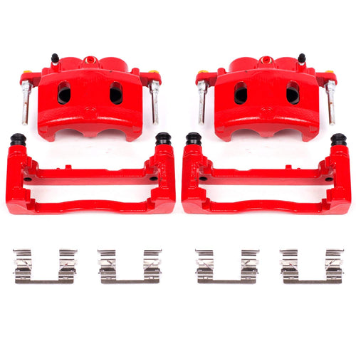 Power Stop S4918A High-Temp Front Pair of Red Powder Coated Calipers For Cadillac Escalade XTS Chevy Silverado 1500 Suburban 1500 Tahoe Savana 1500 Sierra 1500 Yukon [Application Specific]