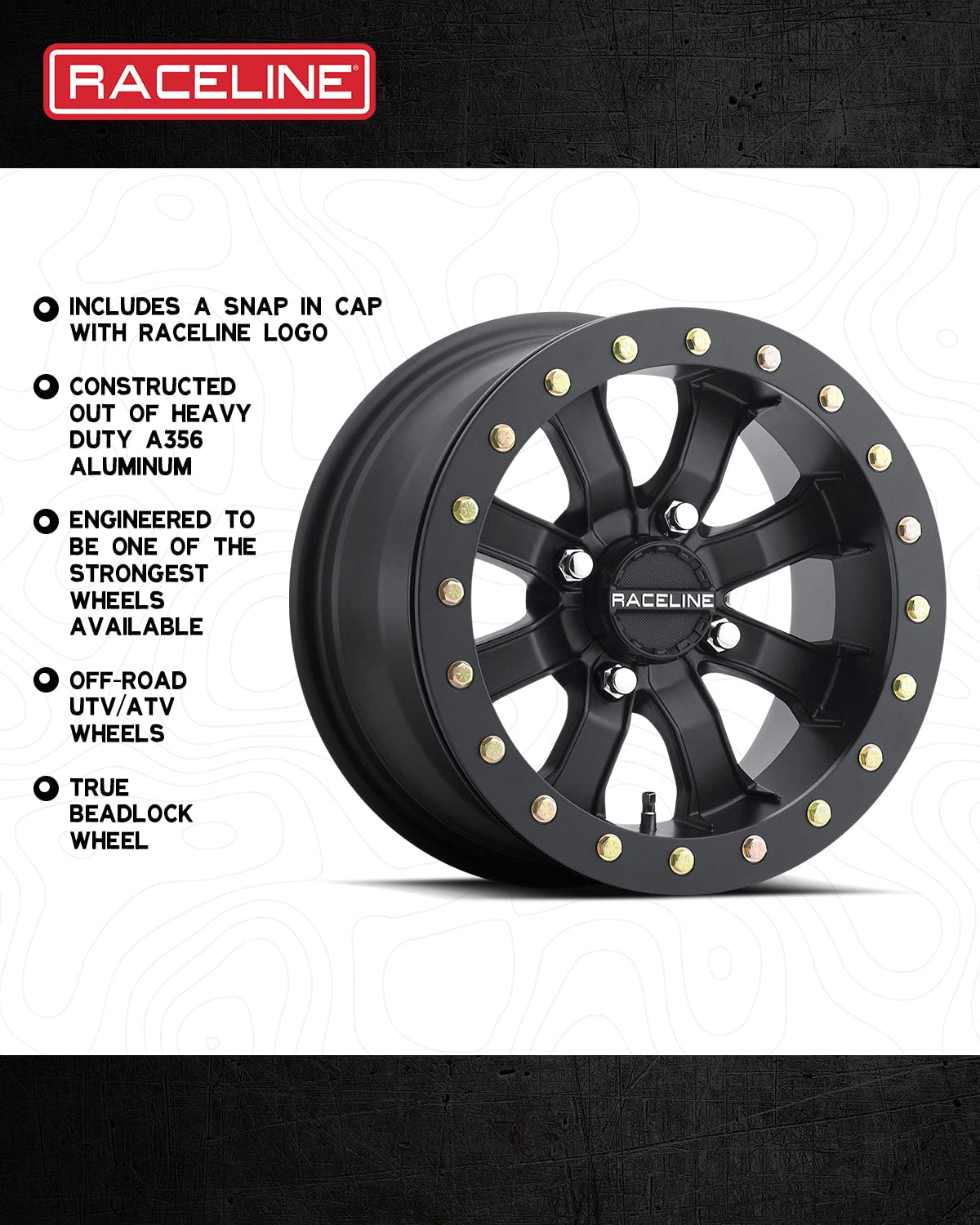 Raceline A71B Wheels MAMBA UTV/ATV Black 15x7" 4x156", 0 mm offset/(4"B/S)
