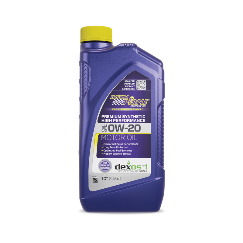 API-Licensed Heavy Duty SAE 0W-20 Royal Purple High Performance Synthetic Motor Oil - 1 Quart, (Case of 6)