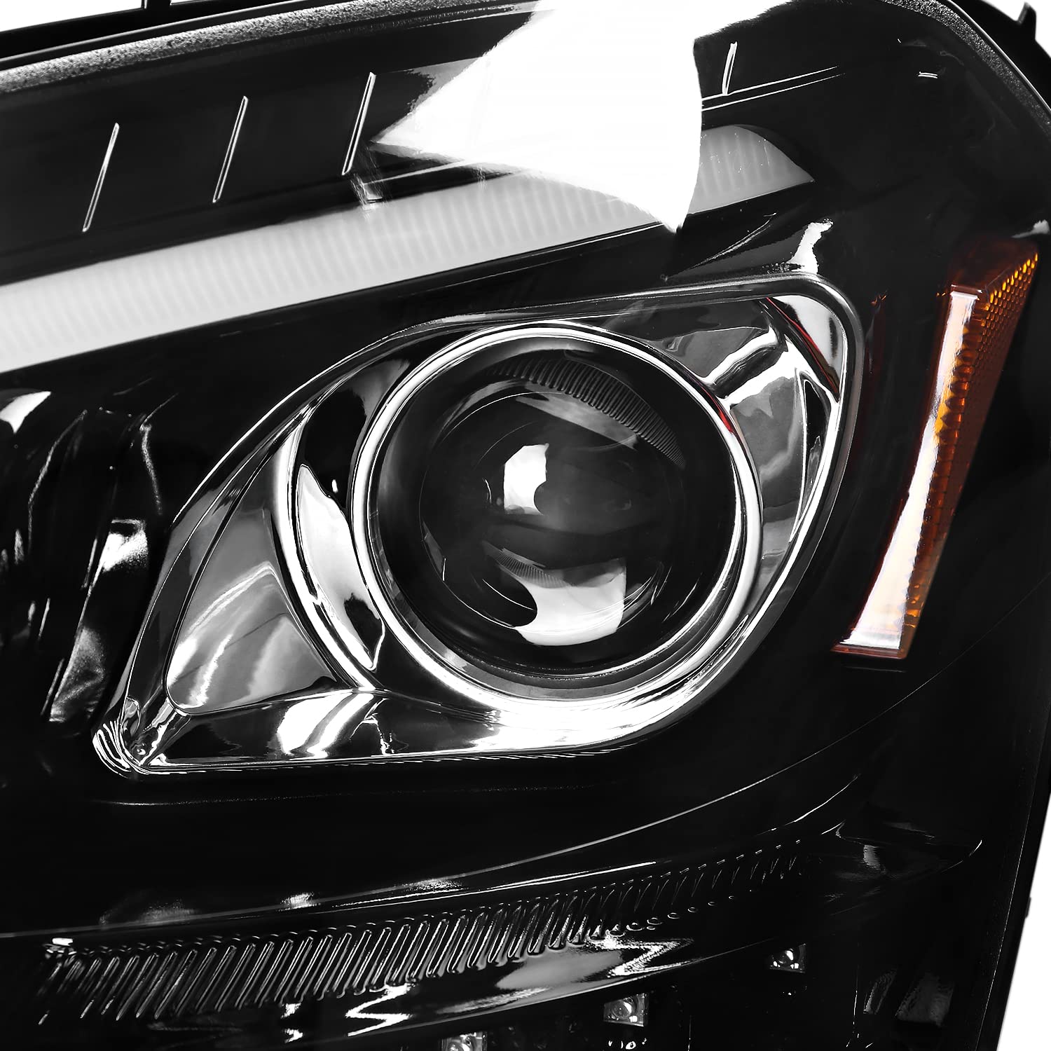 SPEC-D TUNING Projector Headlights Glossy Black with LED Sequential Turn Signals Compatible with 2009-2011 Mercedes Benz W164 ML320, Left + Right Pair Headlamp Assembly