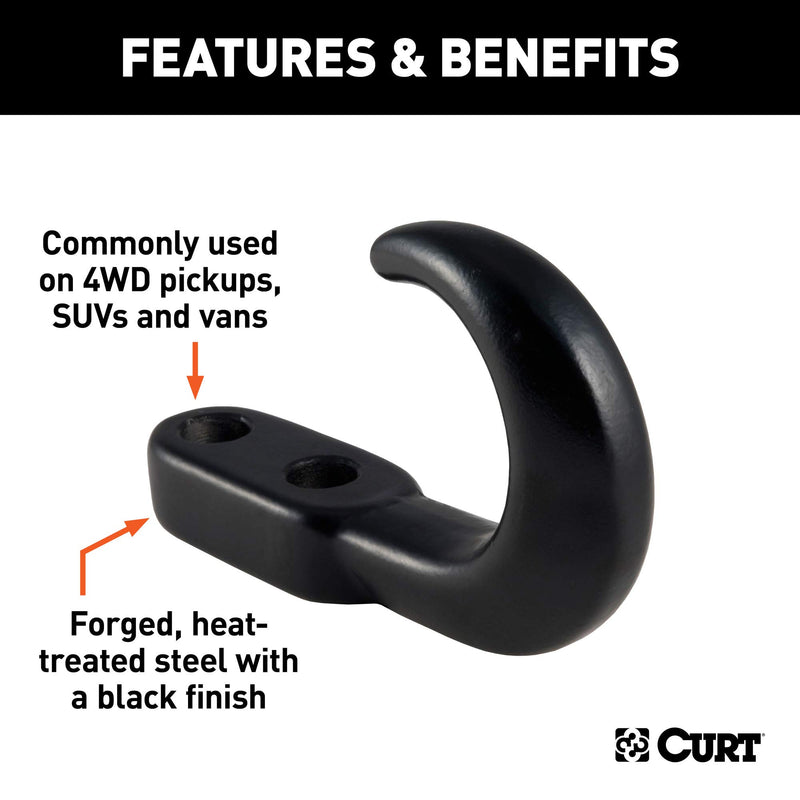 Black Steel CURT 22430 Tow Hook, 10,000 lbs Capacity