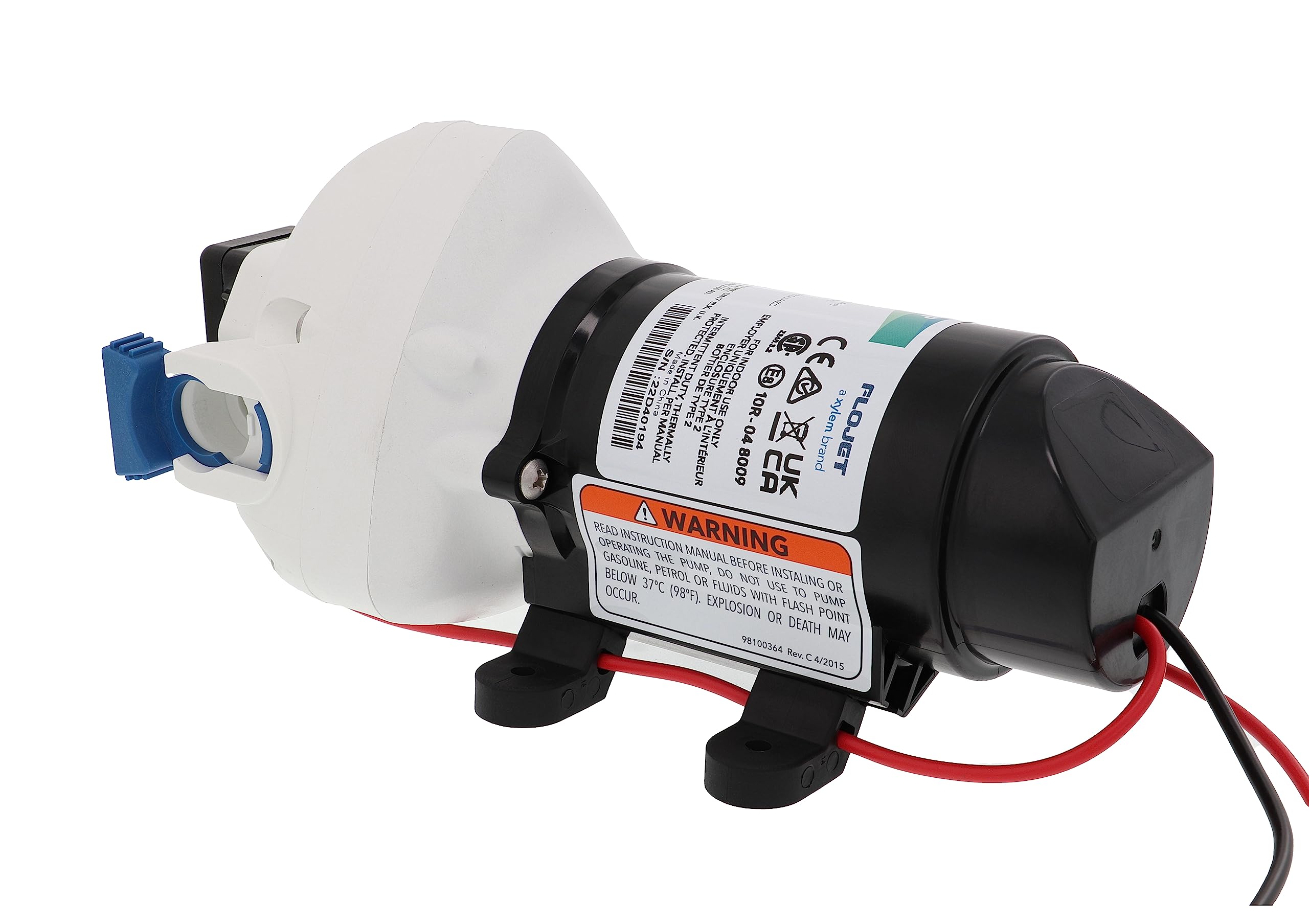 RV Water Pump Flojet R3526144D, 12 VDC 3-Chamber - Small Water Pump Ideal for Boats/Camper-Trailers - 3 GPM, 50 PSI - Self-Priming - Corrosion-Resistant & Quiet - Auto Shut-Off - Withstands Up to 160F