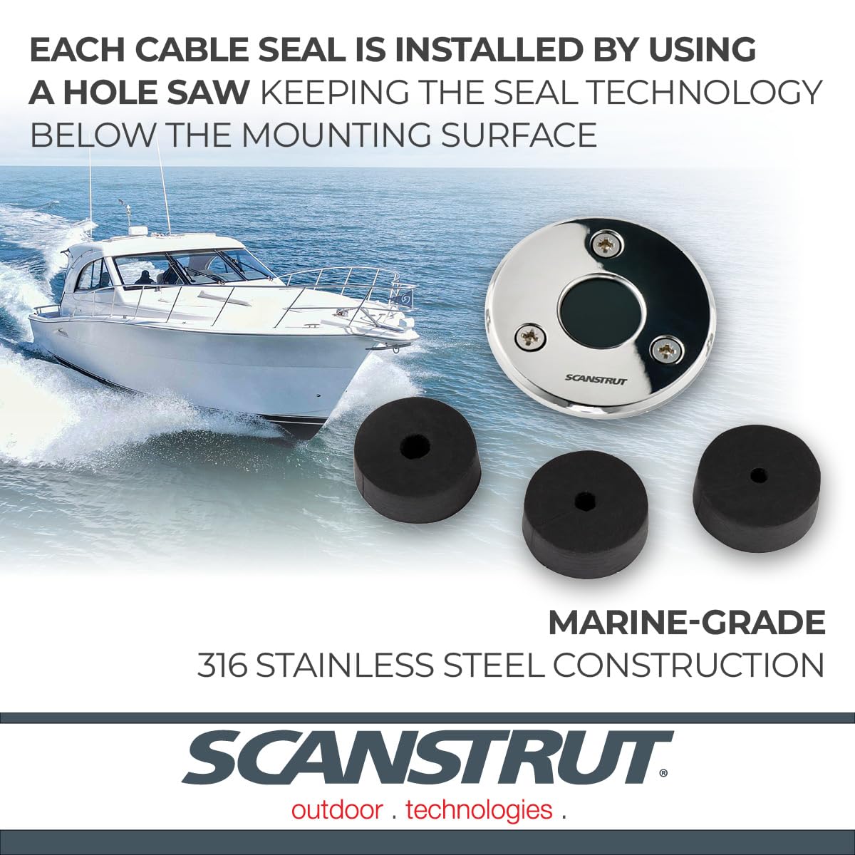 Low Profile Cable Seal Scanstrut DS-LP-21A-S - 316 Stainless Steel