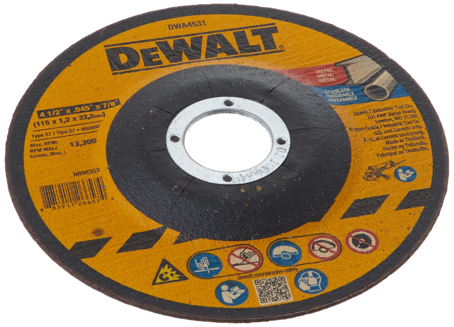 DeWalt T27 DWA4531 Metal Cut-Off Wheel, 4-1/2-Inch X .045-Inch X 7/8-Inch