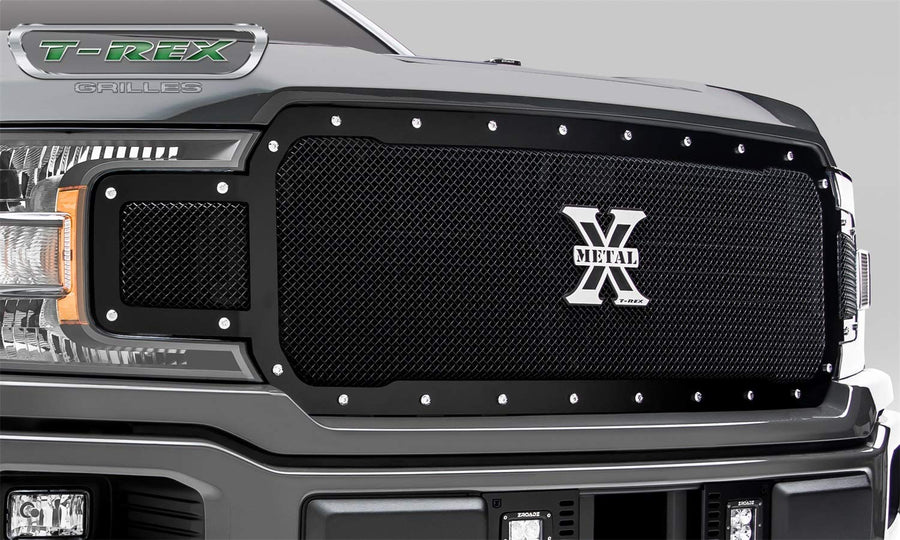X-Metal Grille, 2018-2020 F-150, Black, 1 Pc, Replacement, Chrome Studs, Does Not Fit Vehicles with Camera - PN #6715711