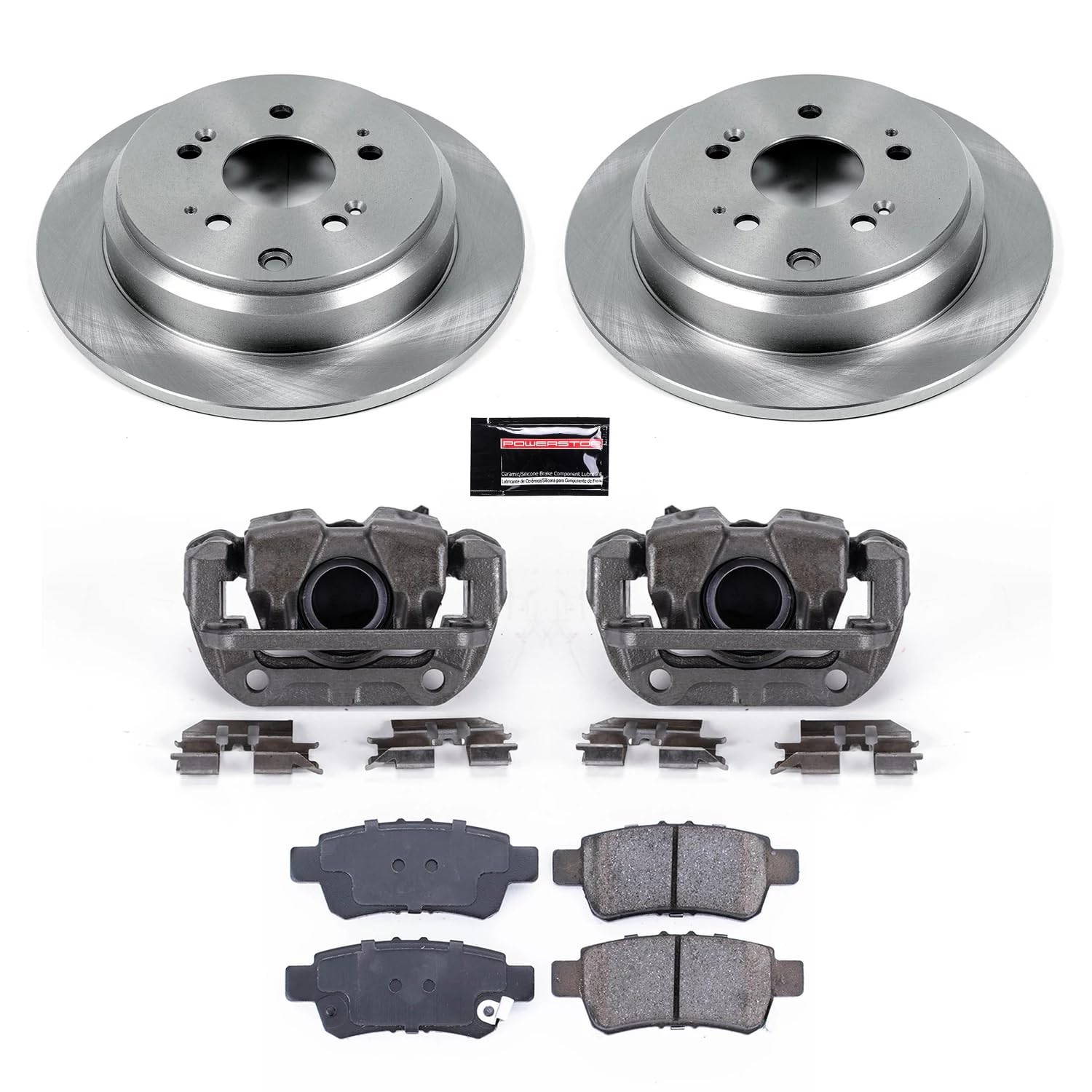 Power Stop KCOE4604 Replacement Autospeciality Rear Caliper Kit- OE Rotors, Ceramic Brake Pads, Calipers For Honda Odyssey 2005-2010 [Model Specific]