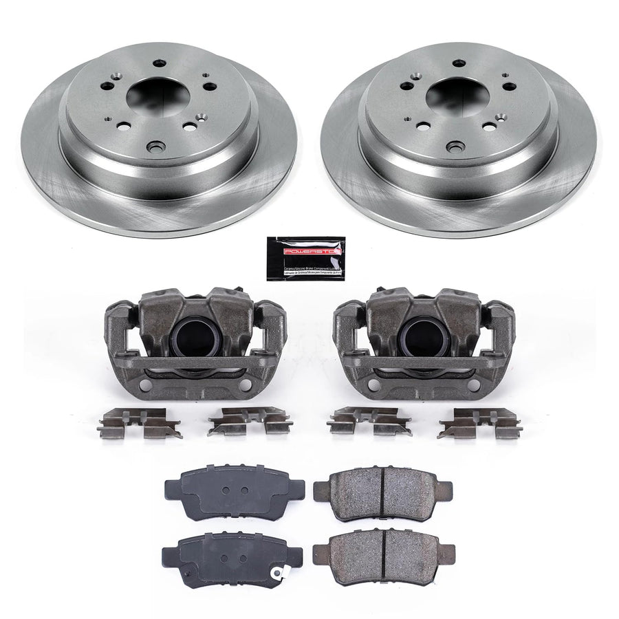Power Stop KCOE4604 Replacement Autospeciality Rear Caliper Kit- OE Rotors, Ceramic Brake Pads, Calipers For Honda Odyssey 2005-2010 [Model Specific]