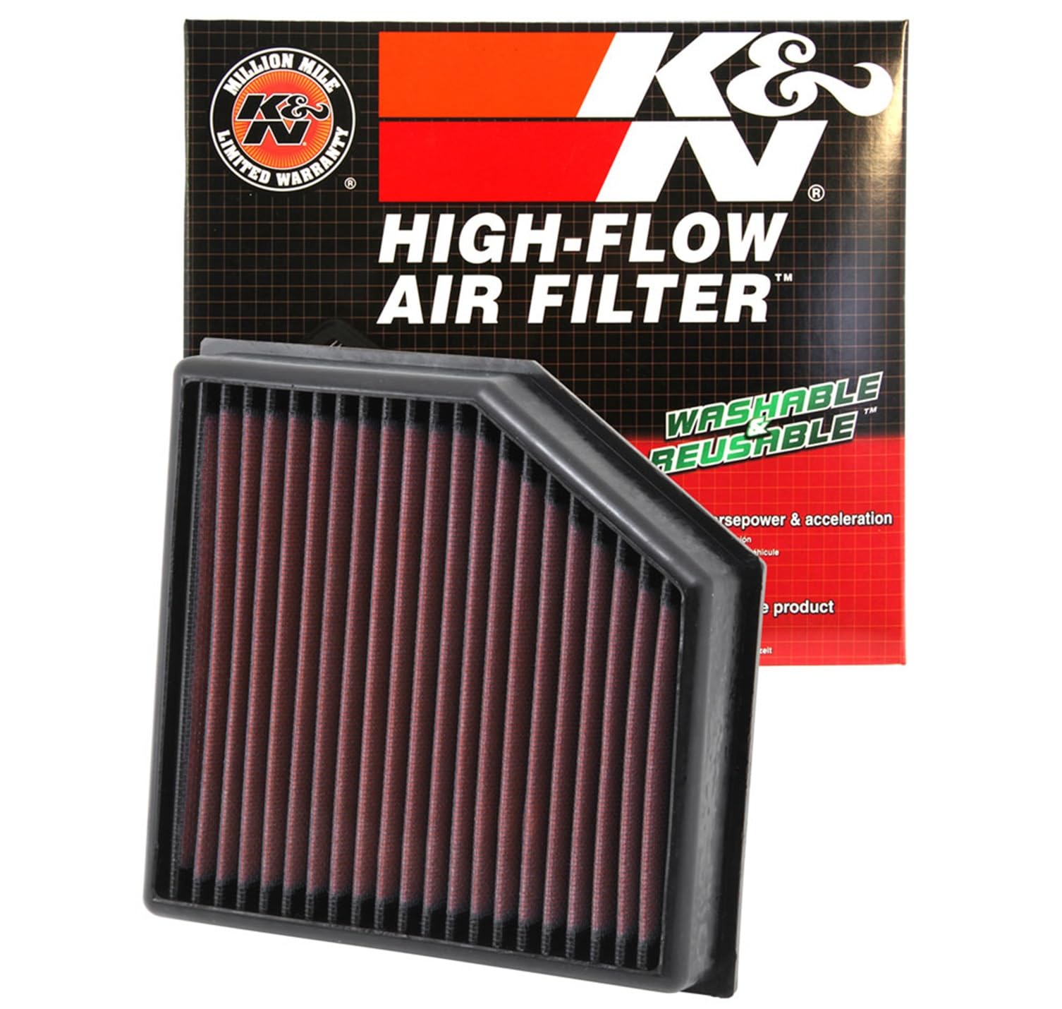 K&N Engine Air Filter: Replacement Car Air Filter, Washable, Clean Every 75,000 Miles, Reusable, Premium: Compatible with 2013-2016 Dodge Dart, 33-2491