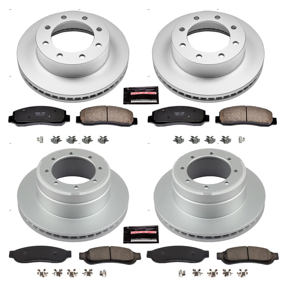 Power Stop CRK5576 Brake Rotor Coated & Ceramic Brake Pads- front & rear For Ford F-350 Super Duty 2011 [Model Specific]