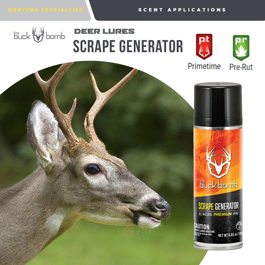 Buck Bomb Hunters Specialties Natural Scrape Generator Aerosol Scent | Deer Buck Lure Hunting Primetime Pre-Rut Scent Attractant for Hunting, 6.65 Oz (189 g.)