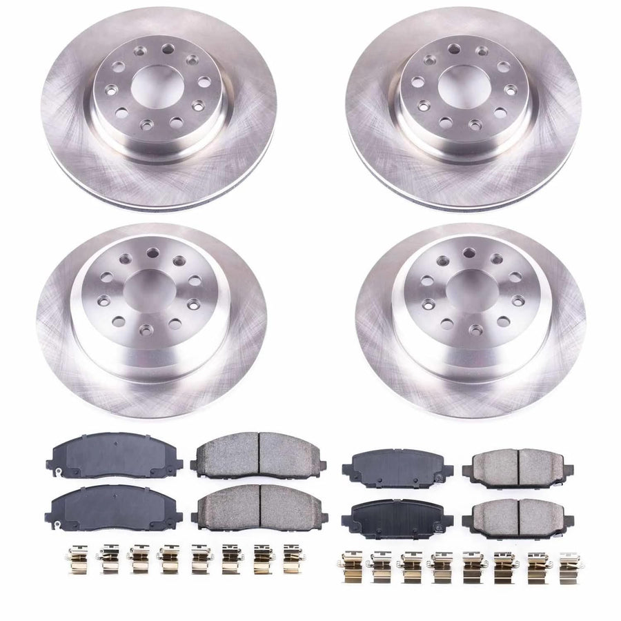 Power Stop KOE7939 Front and Rear Replacement Brake Kit-OE Brake Rotors & Ceramic Brake Pads For 2019 2020 2021 2022 Jeep Wrangler [Application Specific]