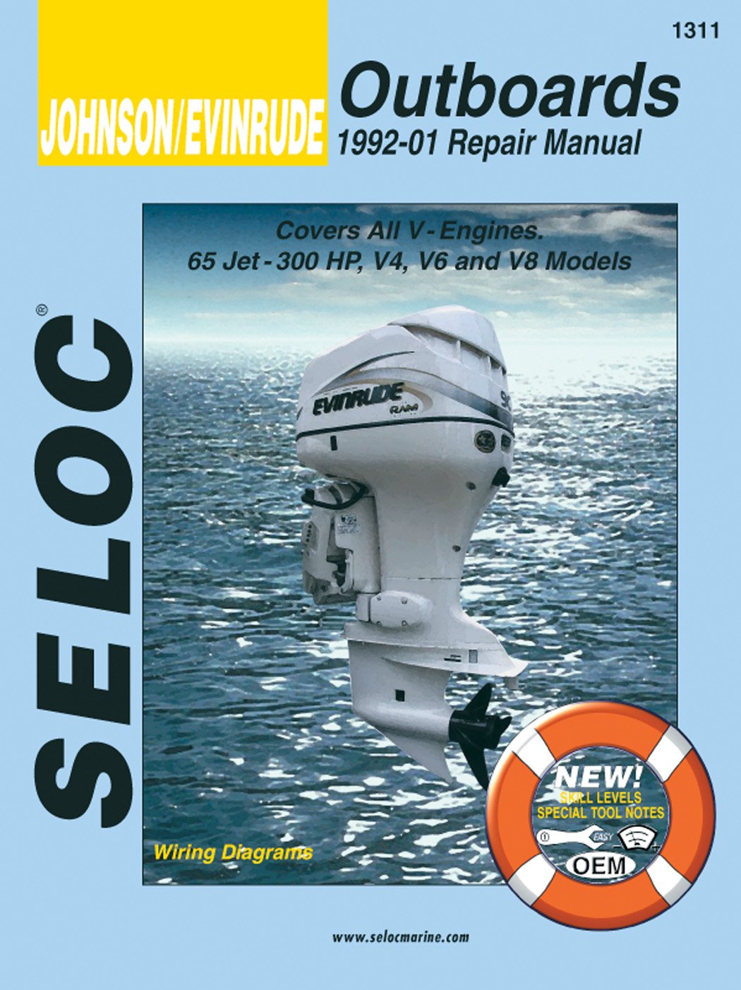 Sierra International 18-01311 Seloc Manual Johnson/Evinrude Outboards Repair 1992-2001 65 Jet-300 HP V4 V6 & V8 Model