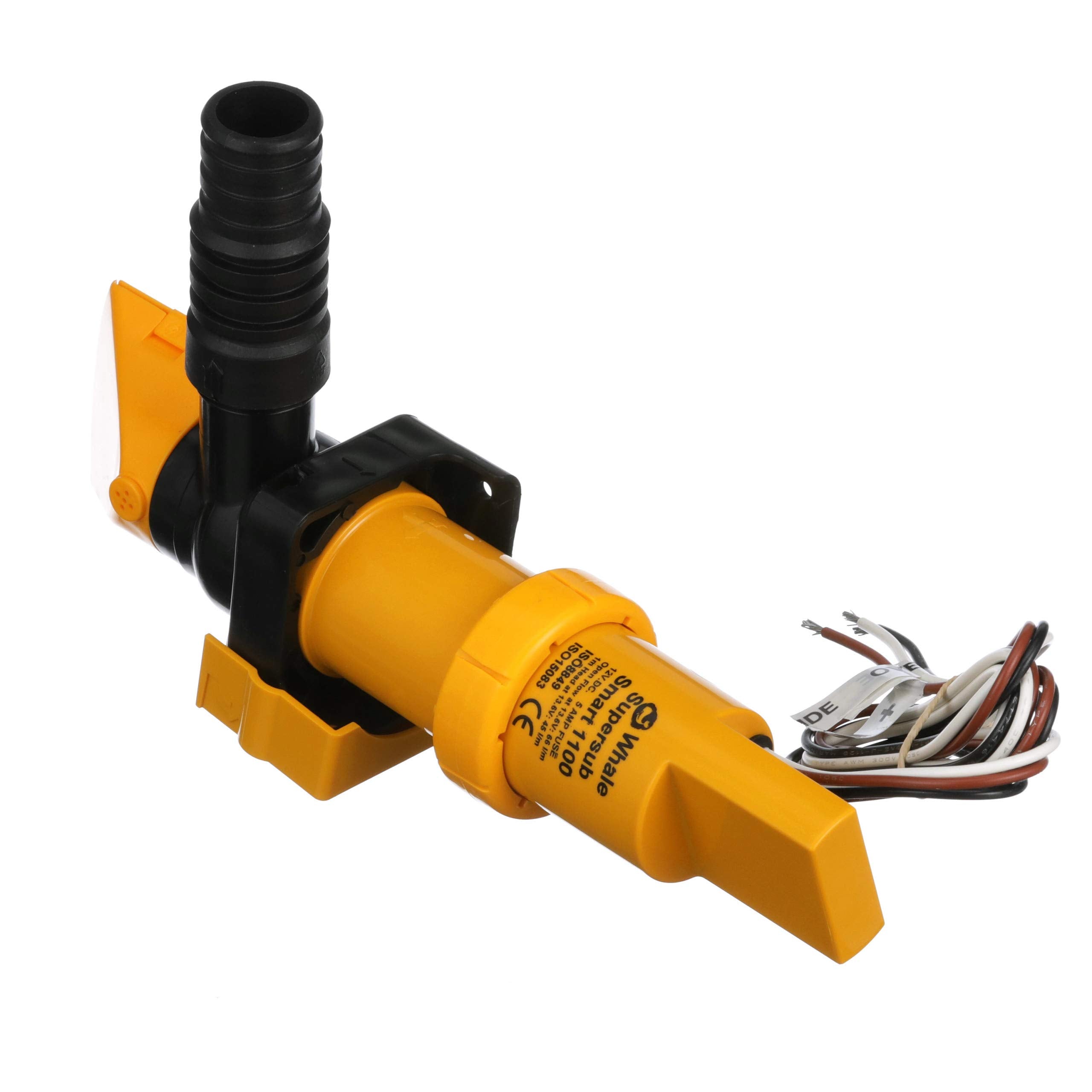 Whale Supersub Smart 1100 Electric Bilge Pump - for Fresh or Salt Water Use, 12V DC, 5 Amps, Open Flow Rate of 1050 GPH @ 27.2V DC, 16 AWG Wire, Hose Connections 1-Inch and 1 1/8-Inch