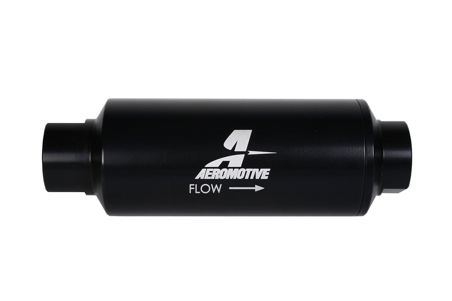In-Line Aeromotive 12343 Filter, 40-Micron Stainless Mesh Element, ORB-12 Port, Black Hard-Coat, Marine, 2-1/2" OD