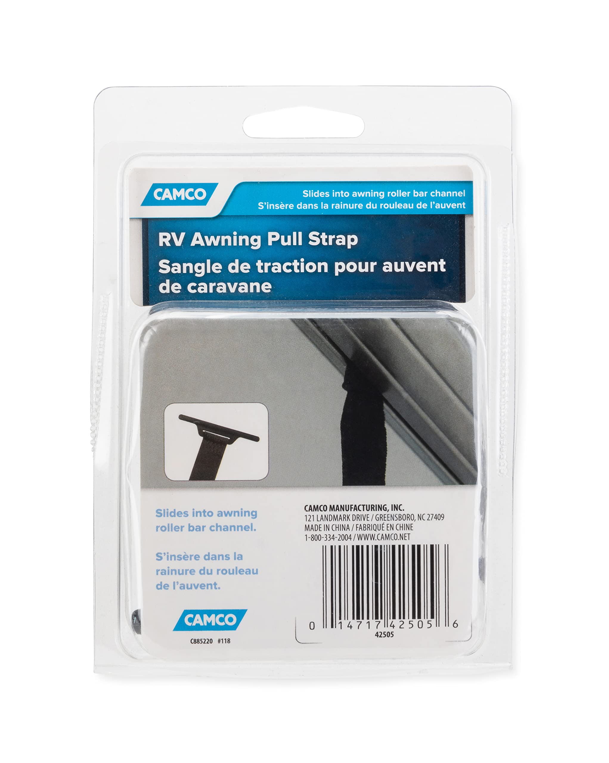 RV Awning Replacement Pull Strap Camco | Convenient Way to Roll Awning Out or Retract Awning | Measures 99-1/4-inches (L) x 1-inch (W) | Black (42505)
