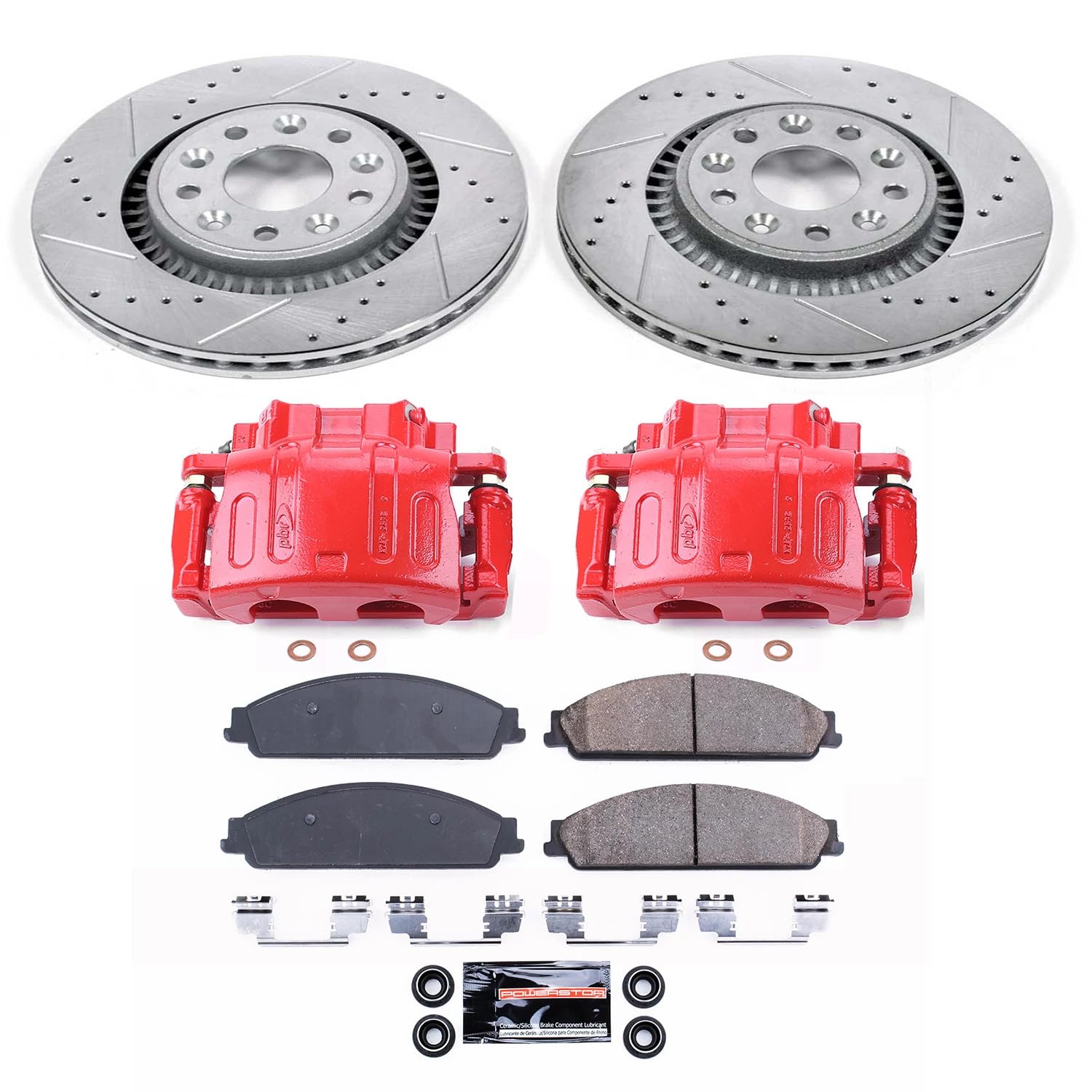 Power Stop Z23 Evolution Sport Brake Upgrade Kit KC4599 with Powder Coated Calipers For Ford Five Hundred, Ford Freestyle, Ford Taurus, Mercury Montego, Mercury Sable [Model Specific]