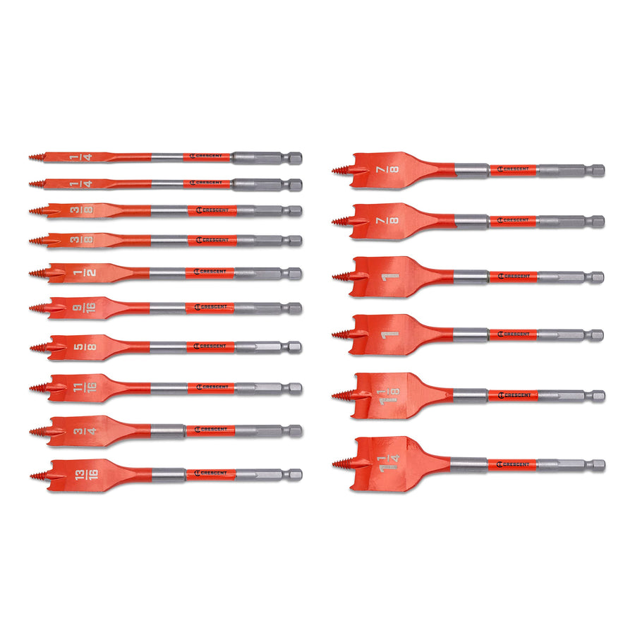 16 Piece Crescent Paddle Drill Bit Set | CDSPSET-16 Screw Point