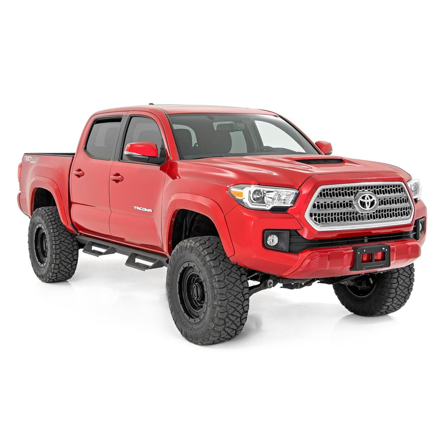 3.5" Rough Country Bolt-On Lift Kit with N3 Struts/N3 Rear Shocks for Toyota Tacoma 4WD (2005-2023) - Lifted Leaf Springs, Red Control Arms