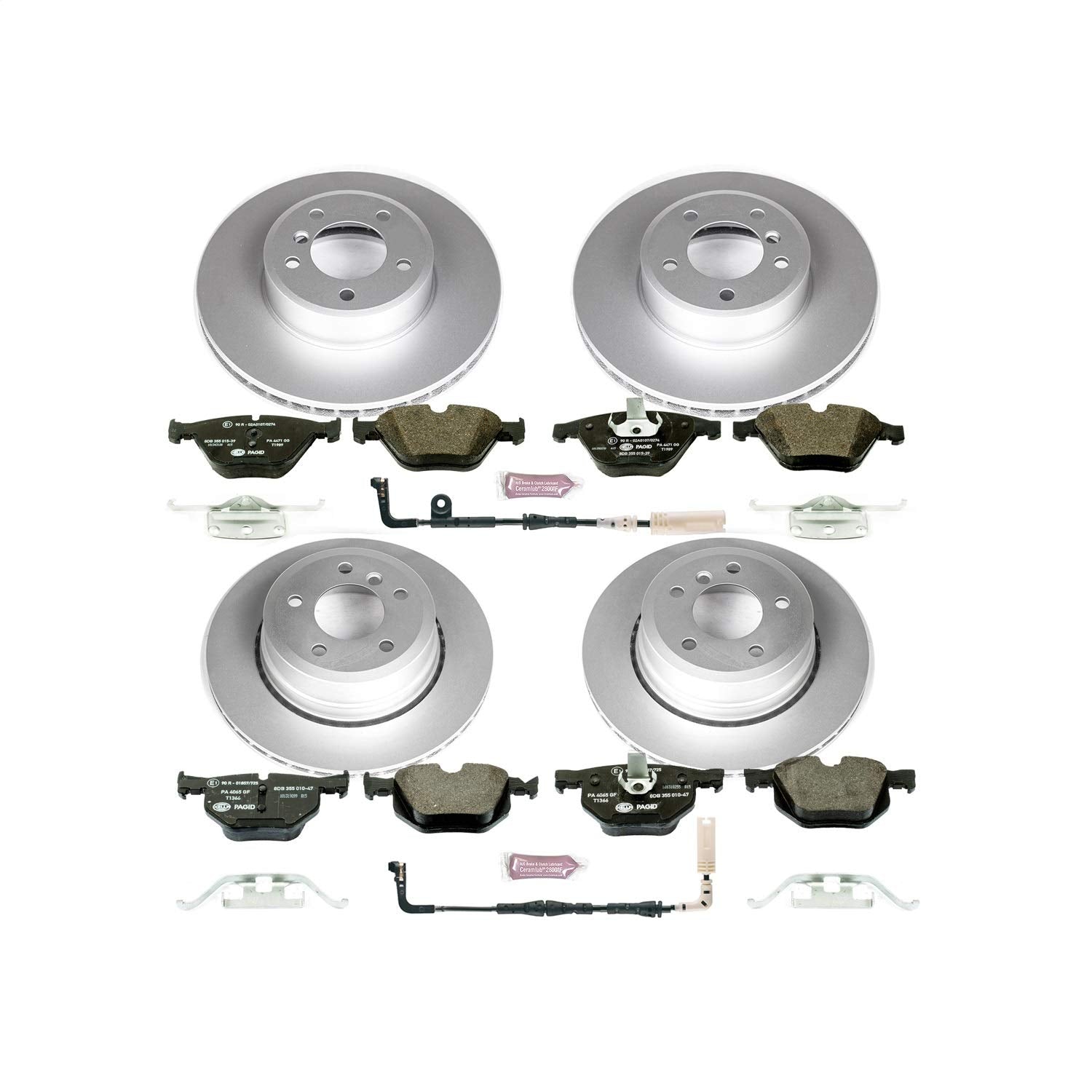 Power Stop ESK5439 Euro-Stop Front & Rear Brake Kit and 1 Front & 1 Rear Sensor Wires For BMW 525xi, BMW 5, BMW 528i xDrive, BMW 5, BMW 530xi, BMW 535i xDrive, BMW 5 [Model Specific]