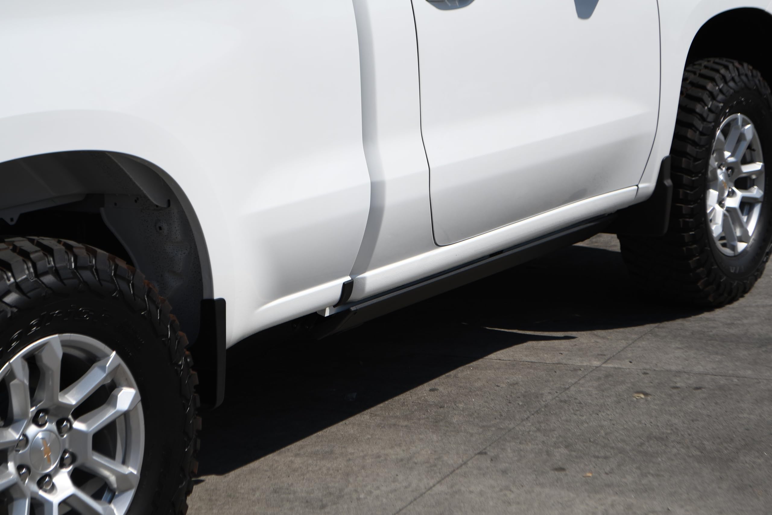 Volt Power RealTruck Running Boards for Chevrolet Silverado & GMC Sierra 1500 (2019-2025) Standard Cab | Aluminum, Textured Black | 20404857PC | Electric Powerstep & Retractable Steps