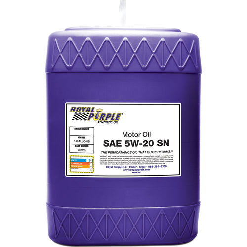 API-Licensed Royal Purple SAE 5W-20 High Performance Synthetic Motor Oil - 5 Gallon