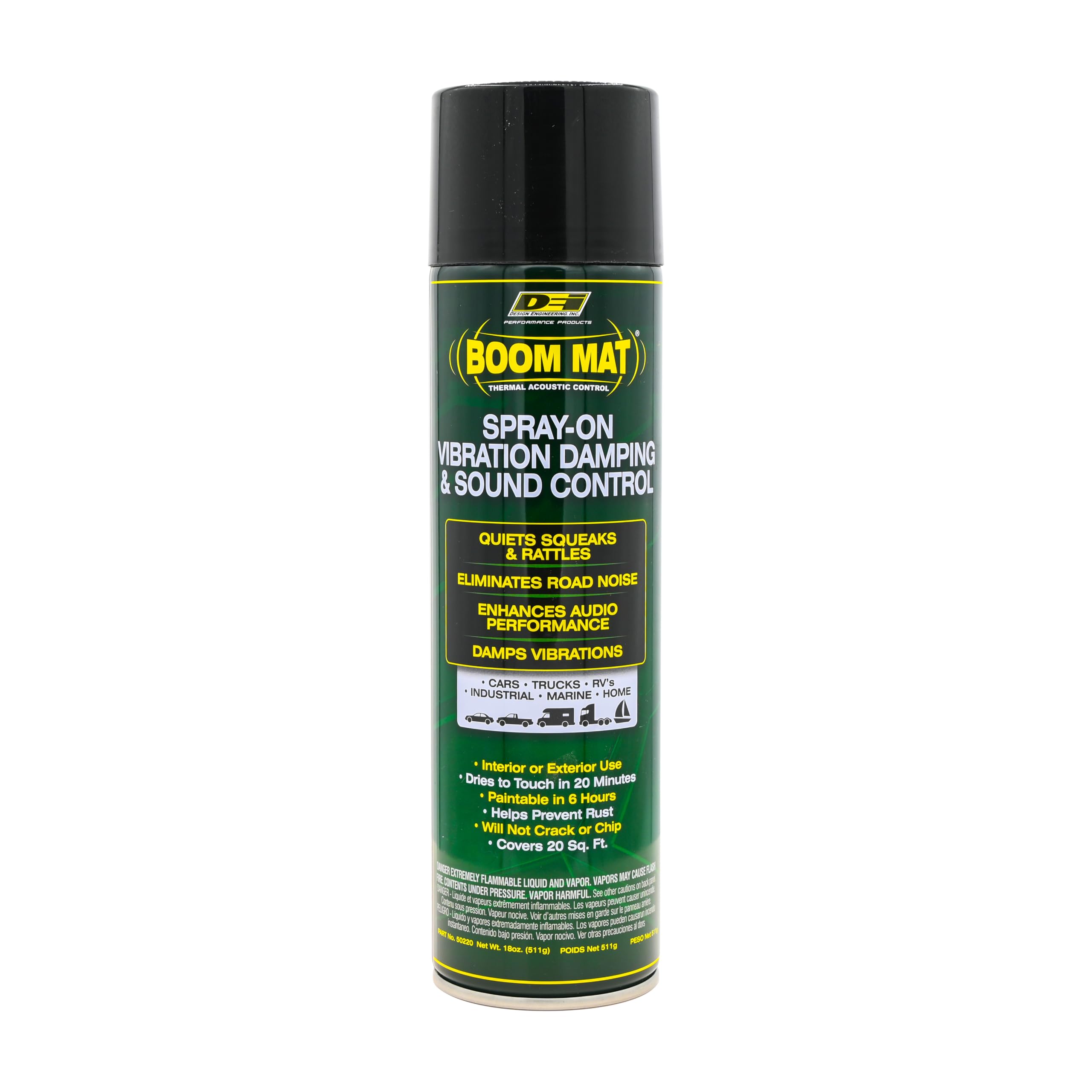Boom Mat Deadening Spray Design Engineering 50220 | Spray-On Sound Deadener for Cars | Eliminate Road Noise | Dampen Vibrations | Enhance Car Audio | Covers 20 Sq Ft