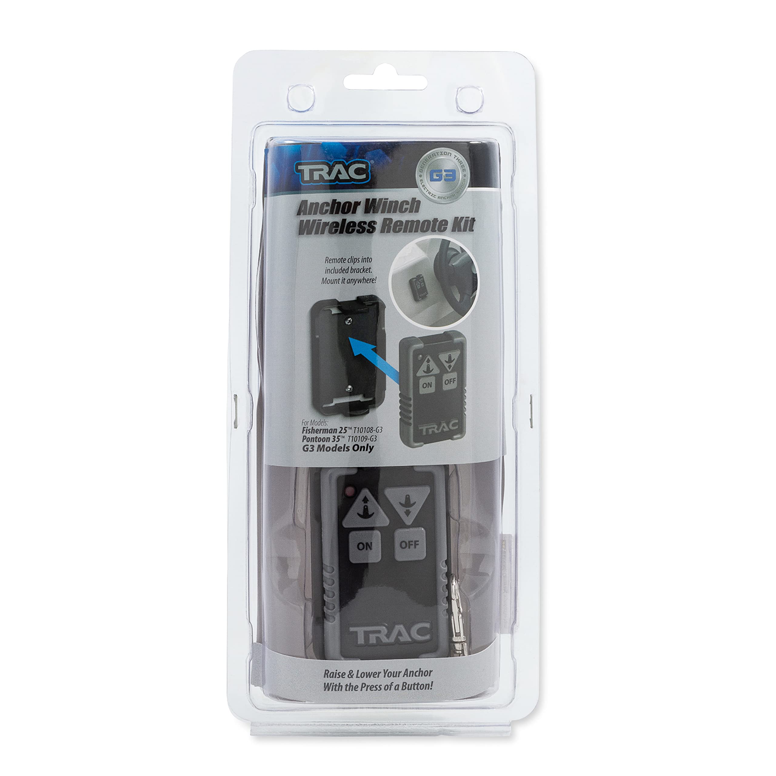 TRAC Outdoors Camco G3 Wireless Winch Remote Kit | Features Remote Control Push-Button Boat Anchor Winch Operation from Anywhere in the Boat | Includes Storage Bracket for Mounted Installation (69044)