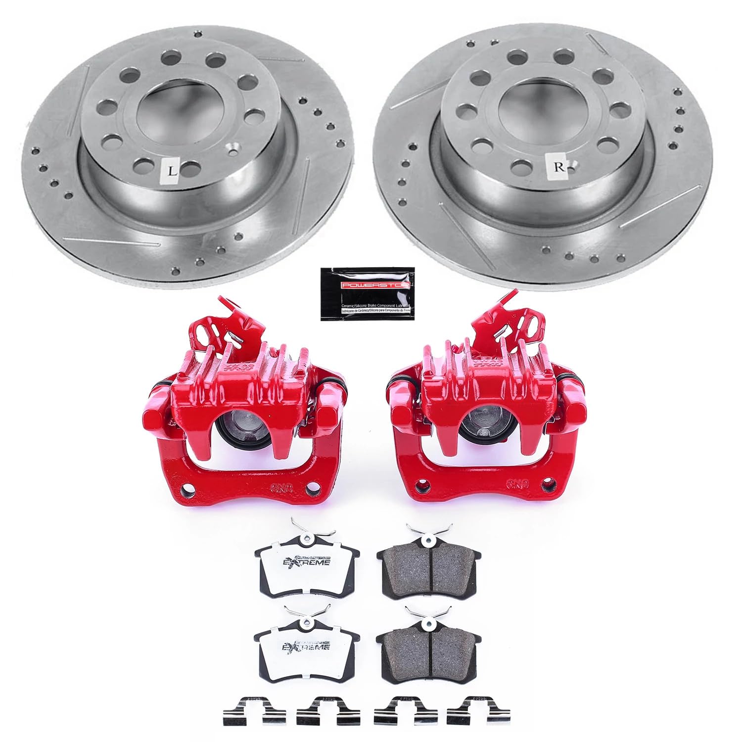Power Stop Rear KC5671-26 Z26 Street Warrior Brake Kit Audi Volkswagen For Audi A3 2010-2013, Volkswagen Beetle 2013-2019, Volkswagen Jetta 2012-2018 [Model Specific]