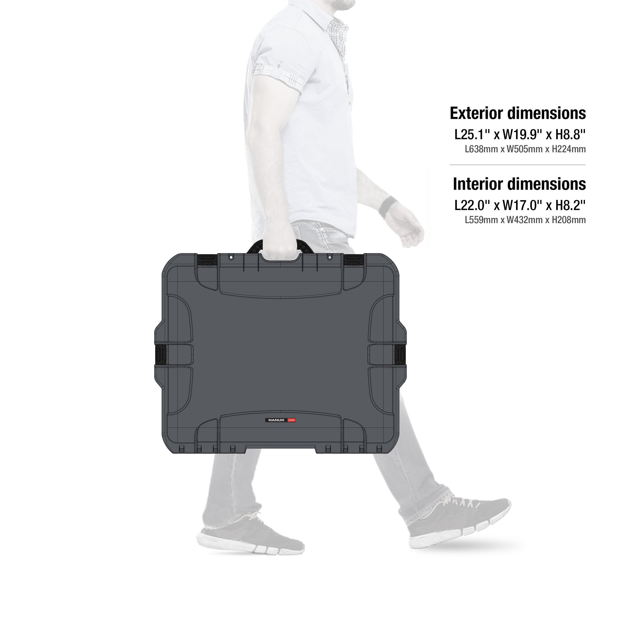 Waterproof Nanuk 945 Hard Case with Padded Dividers - Graphite