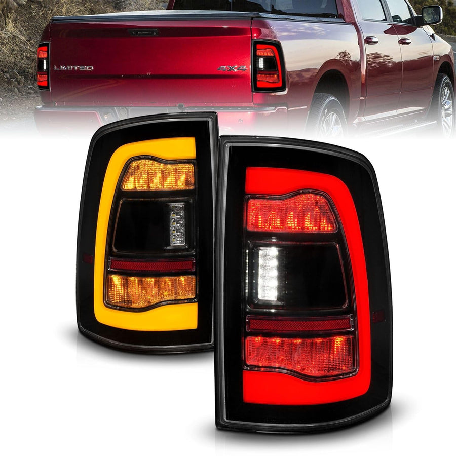 09-18 Dodge Ram 1500 ANZO Sequential LED Taillights Smoke Black w/Switchback Amber Signal