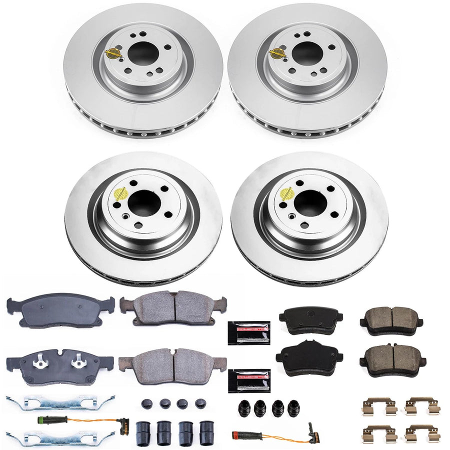 Power Stop Z17 Evolution Front and Rear Brake Kit- Ceramic Brake Pads and Coated Rotors
