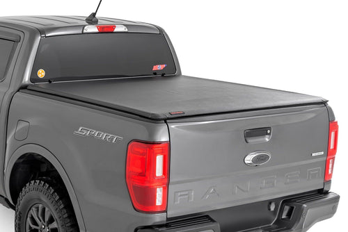Soft Roll-Up Bed Cover Rough Country for Ford Ranger (2019-2023) - Fits 5' (61.0") Bed, Weather-Resistant Tonneau Cover