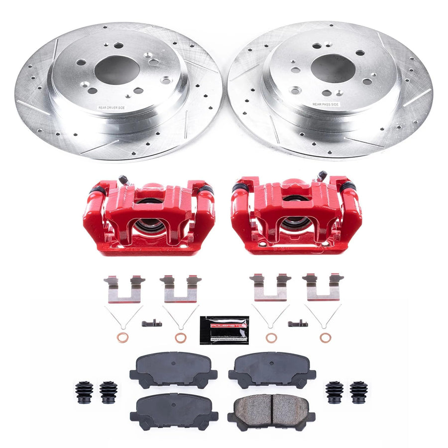 Power Stop Z23 Evolution KC4685B Rear Caliper Kit-Drilled/Slotted Rotors, Carbon Ceramic Brake Pads & Calipers For Honda Pilot 2009-2011 [Model Specific]