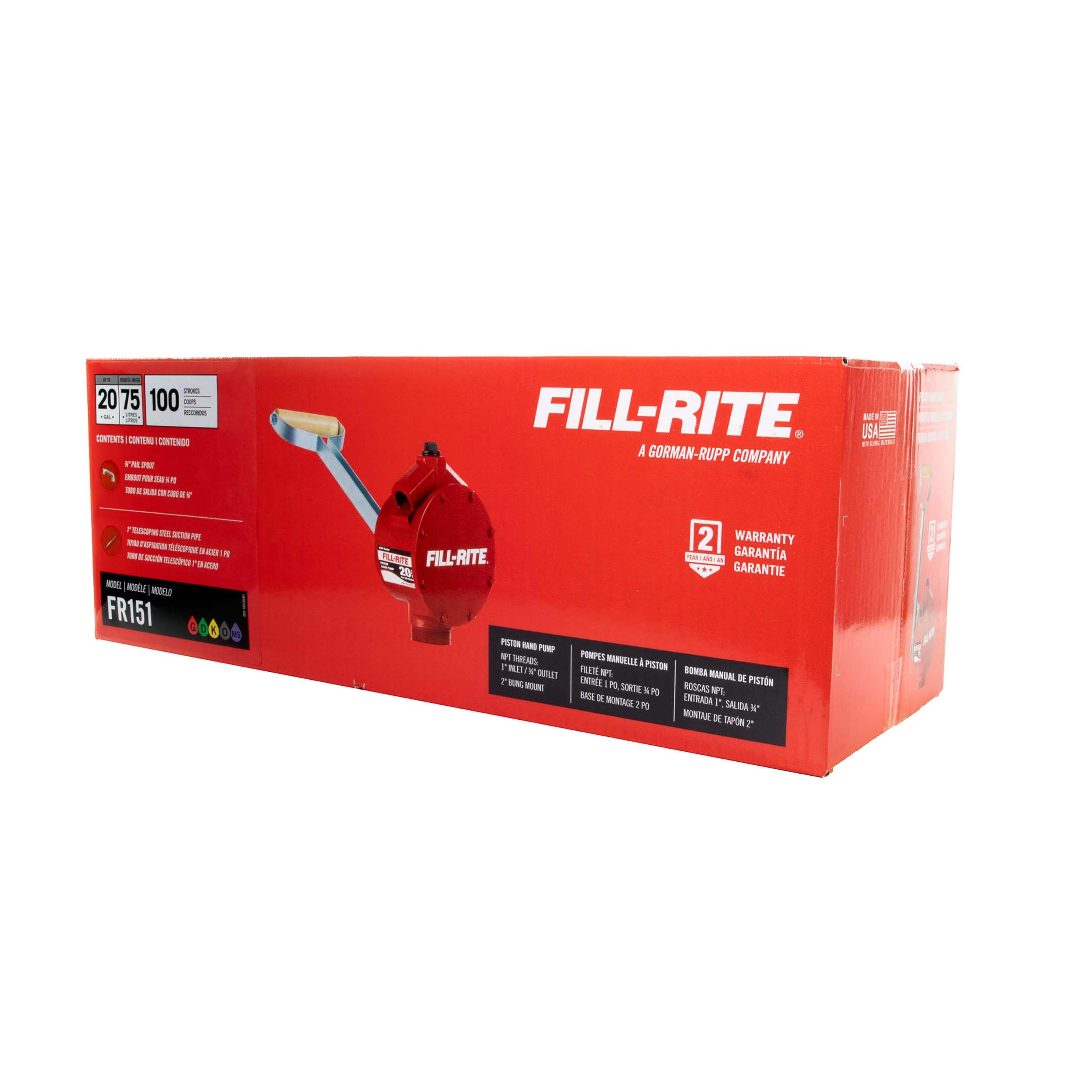 Fill-Rite Piston Hand Pump FR151 with Suction Tube and Pail Spout
