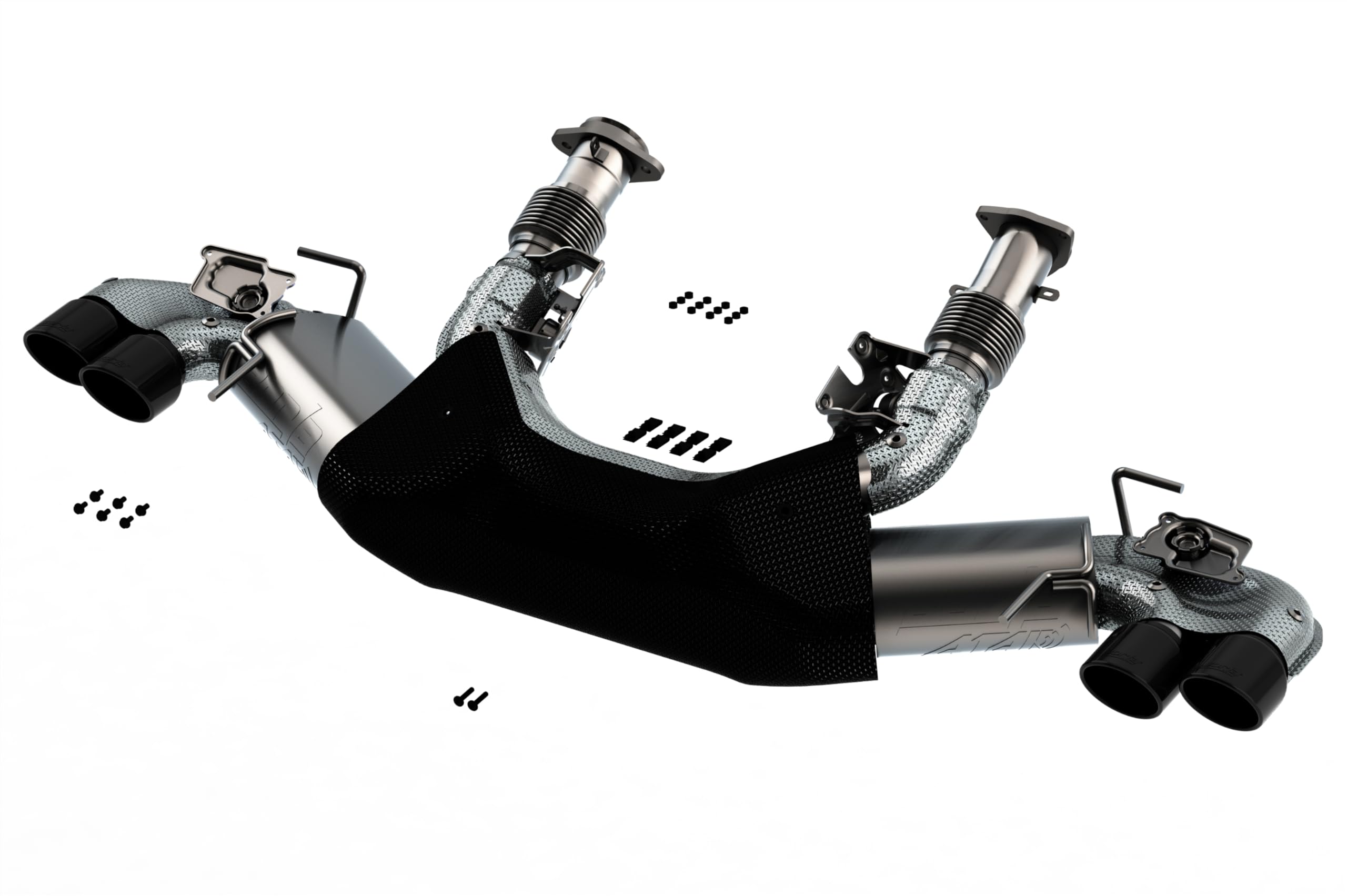 Borla 6.2 ATAK 2020 Chevrolet Corvette C8 Exhaust System Dual Round Rolled A/C Black Chrome Tips - 140839BC