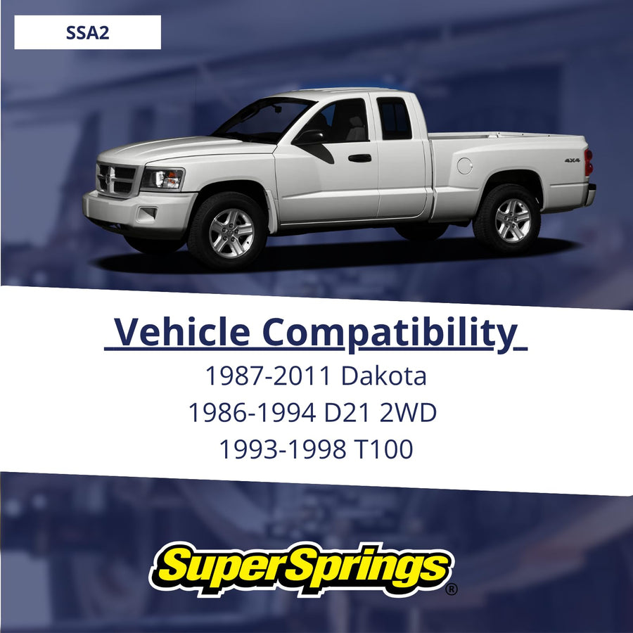 SuperSprings SSA2 for Dodge Dakota, Nissan D21, Toyota T100, black, 2,000 lbs.