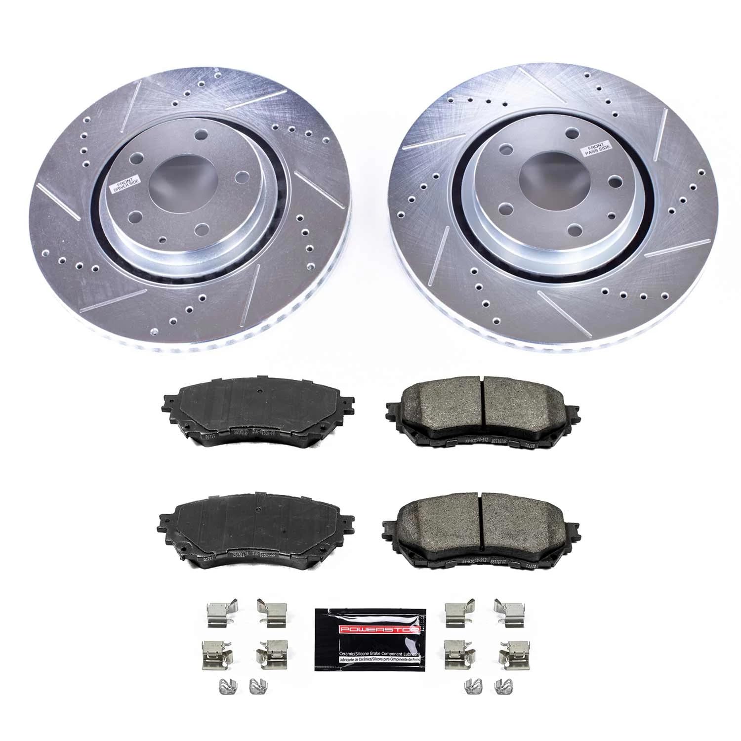 Z23 Power Stop K8617 Front Brake Kit-Drilled/Slotted Brake Rotors & Carbon Ceramic Brake Pads For Mazda 6 2019-2020 [Model Specific]