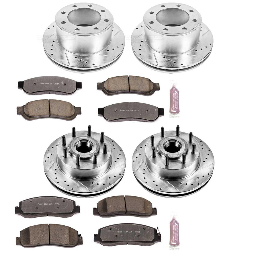 Power Stop K5590-36 Z36 Truck & Tow Front and Rear Brake Kit, Carbon Fiber Ceramic Brake Pads and Drilled/Slotted Brake Rotors