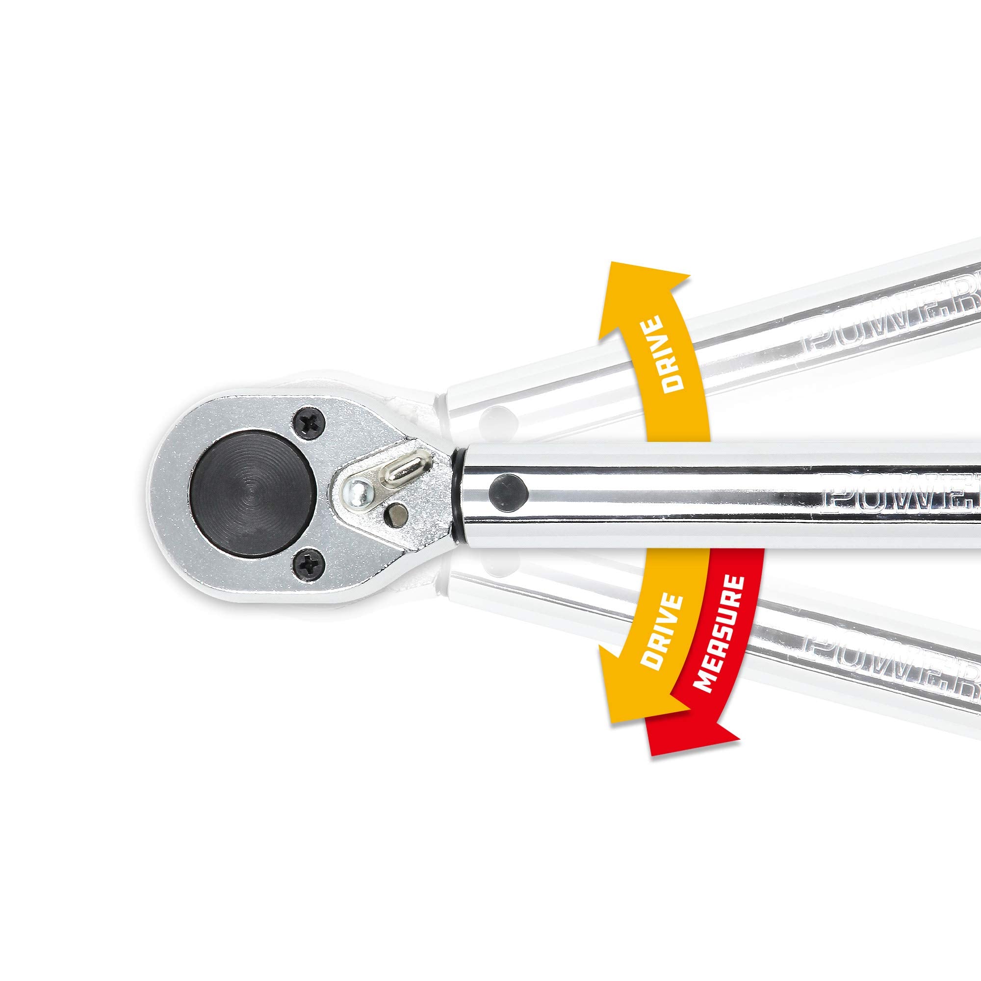Powerbuilt Torque Wrench Micrometer, 1/2-Inch Drive, Reversible Ratchet Clicks, Lockable, 30 to 150 Foot Pound Range - 644999