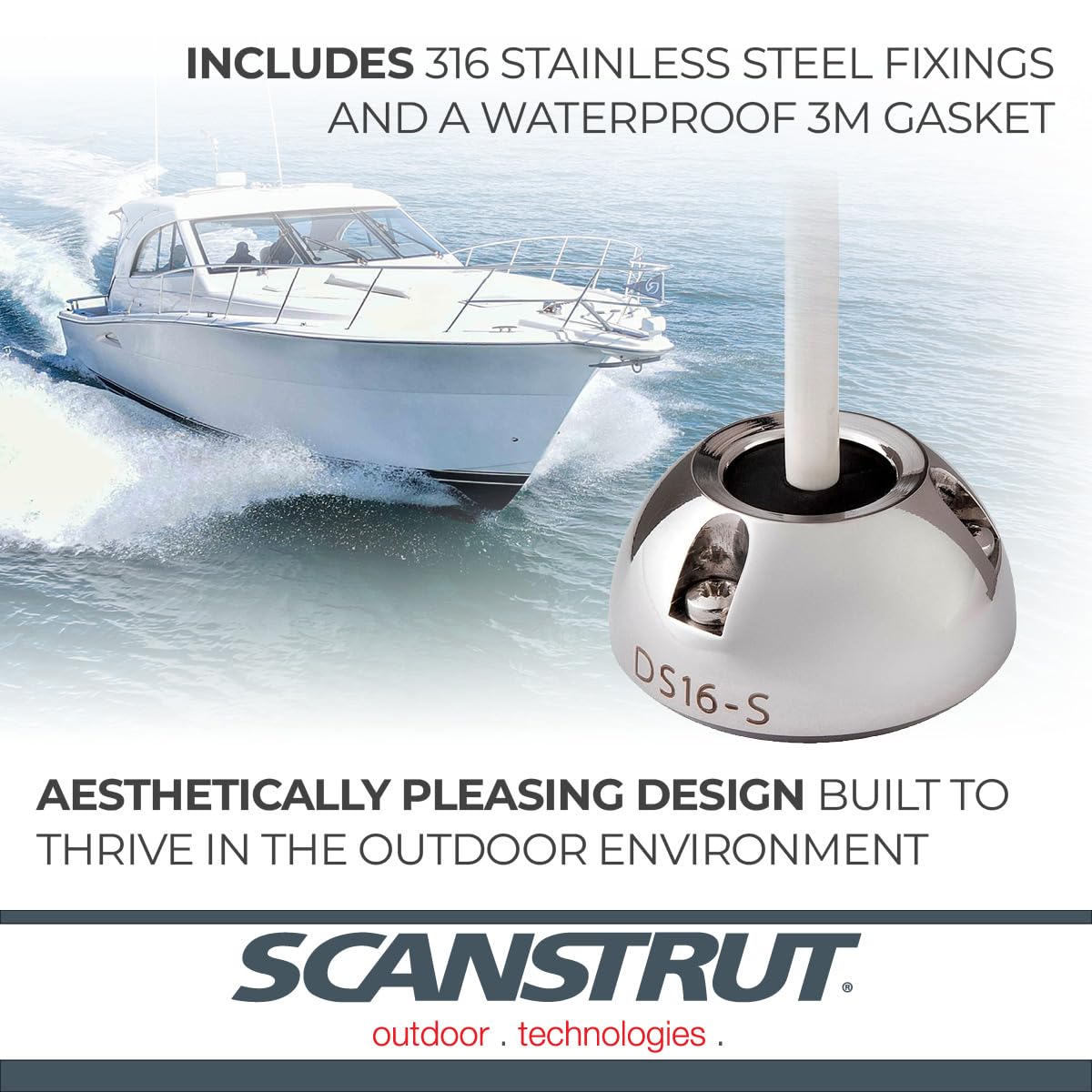 Scanstrut Mini Cable Seal DS16-S for Connectors to 0.63" and Cables 0.08"-0.35" - Stainless Steel