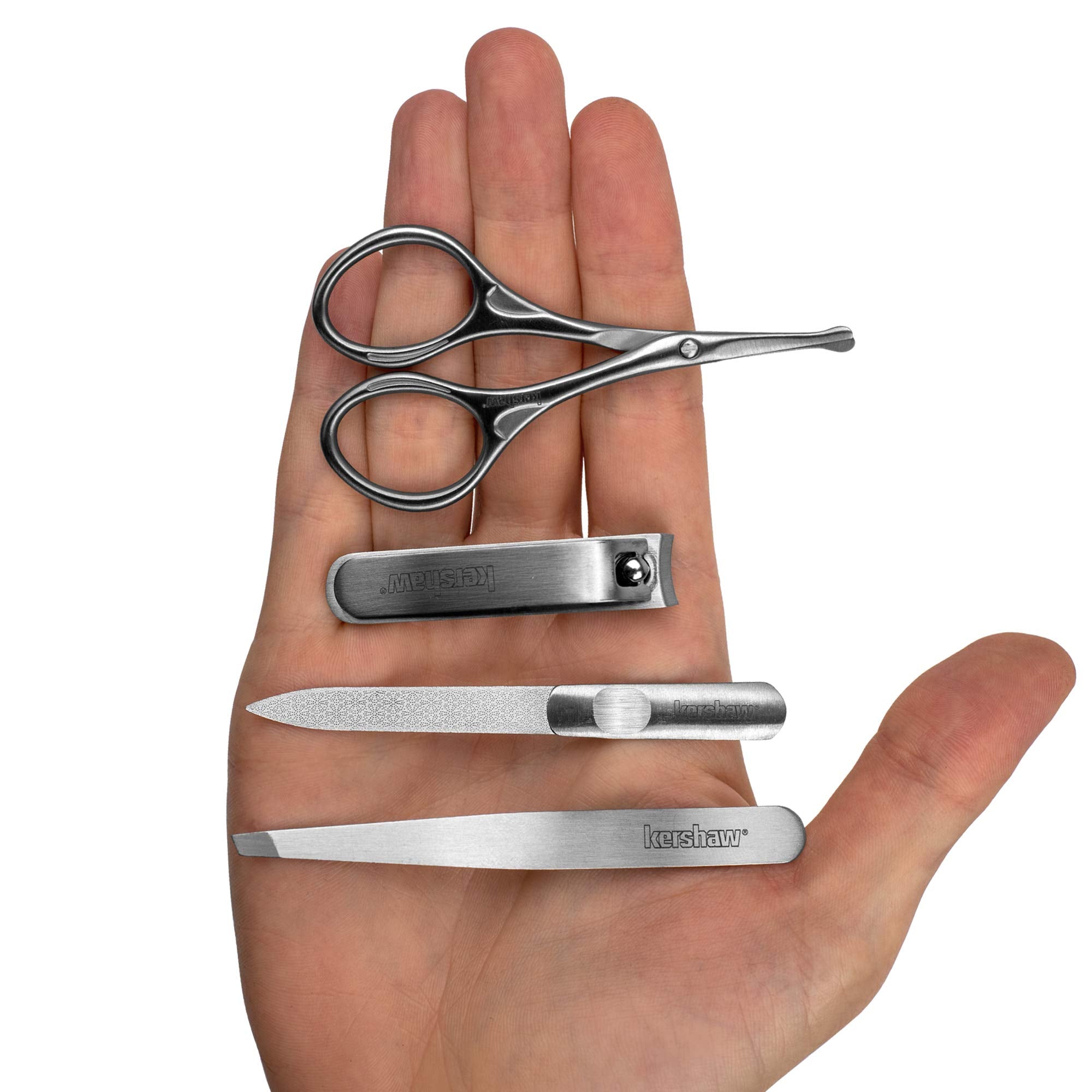 Kershaw Men's Manicure Set, Stainless Steel 4-Piece with Case (KMCURE), Regular