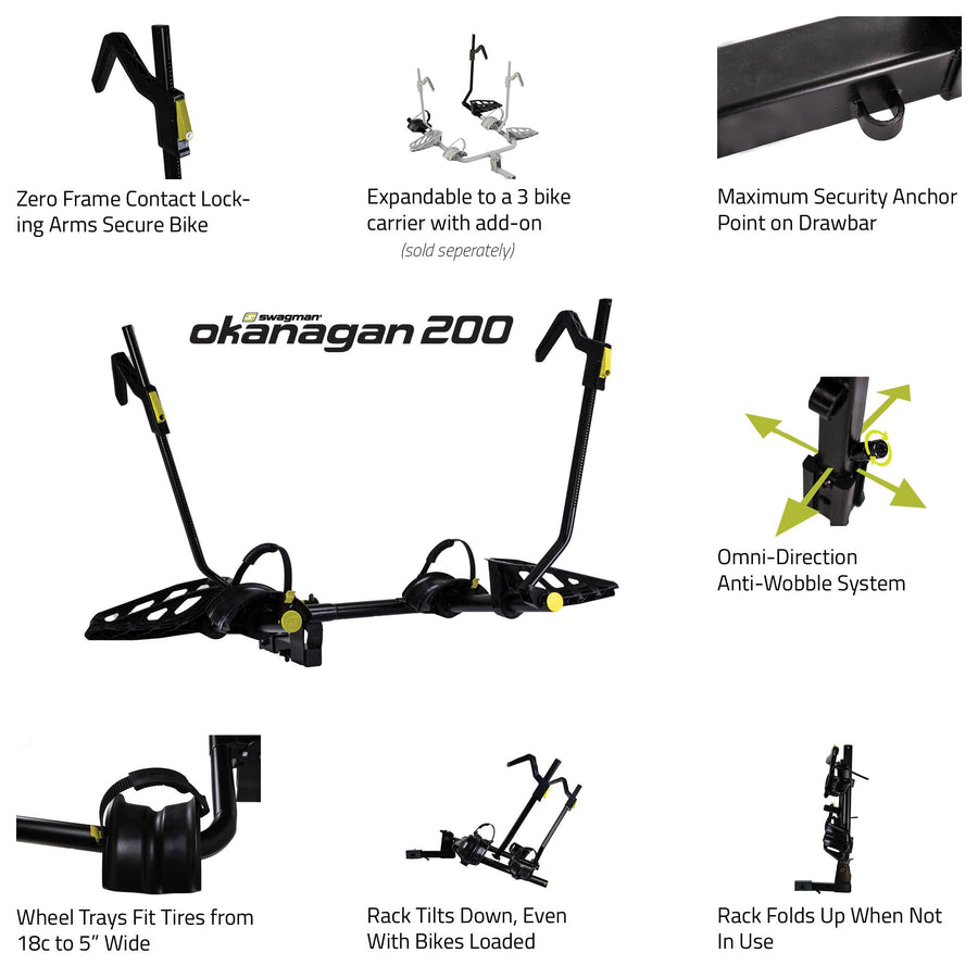 200 Swagman OKANAGAN Zero Frame Contact 2” Hitch Bike Rack