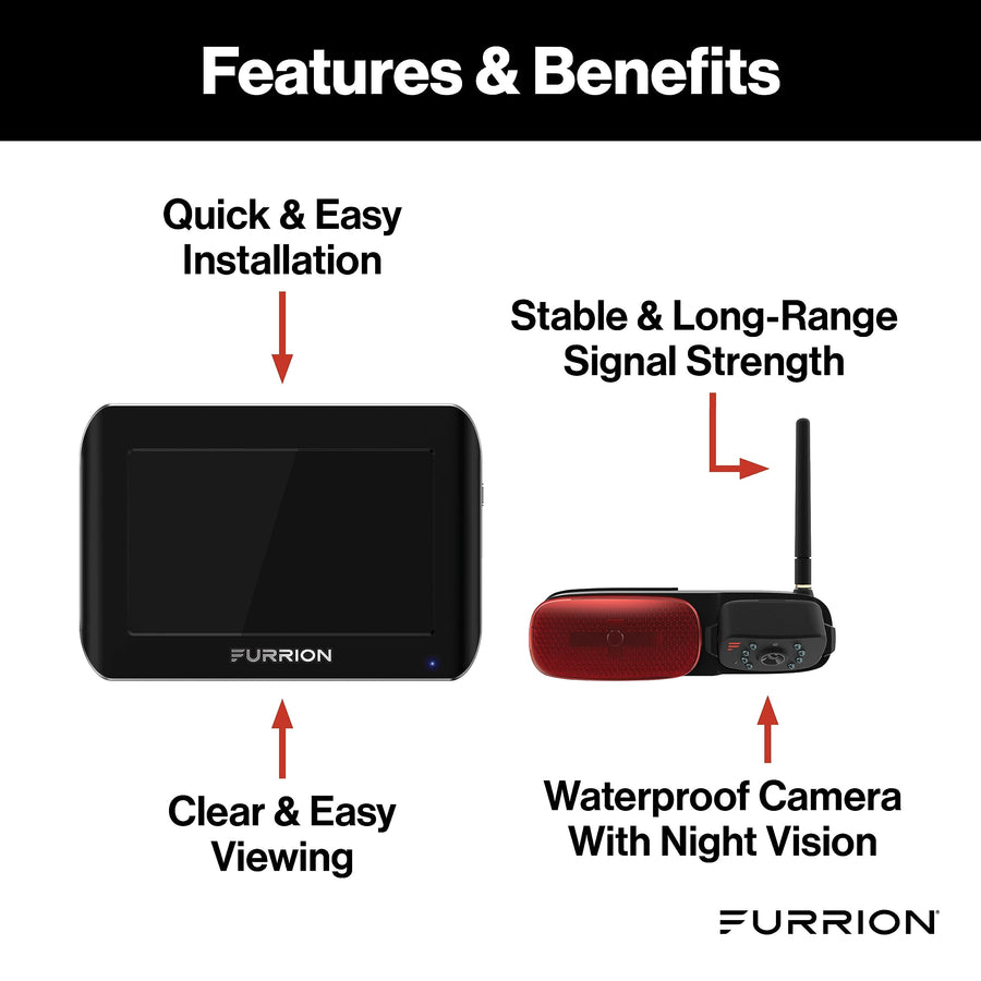 Furrion Vision S Wireless Backup Camera System RV with 5-Inch Monitor, 1 Rear, Infrared Night Vision, Wide-Angle View, Hi-Res, Waterproof - FOS05TASM