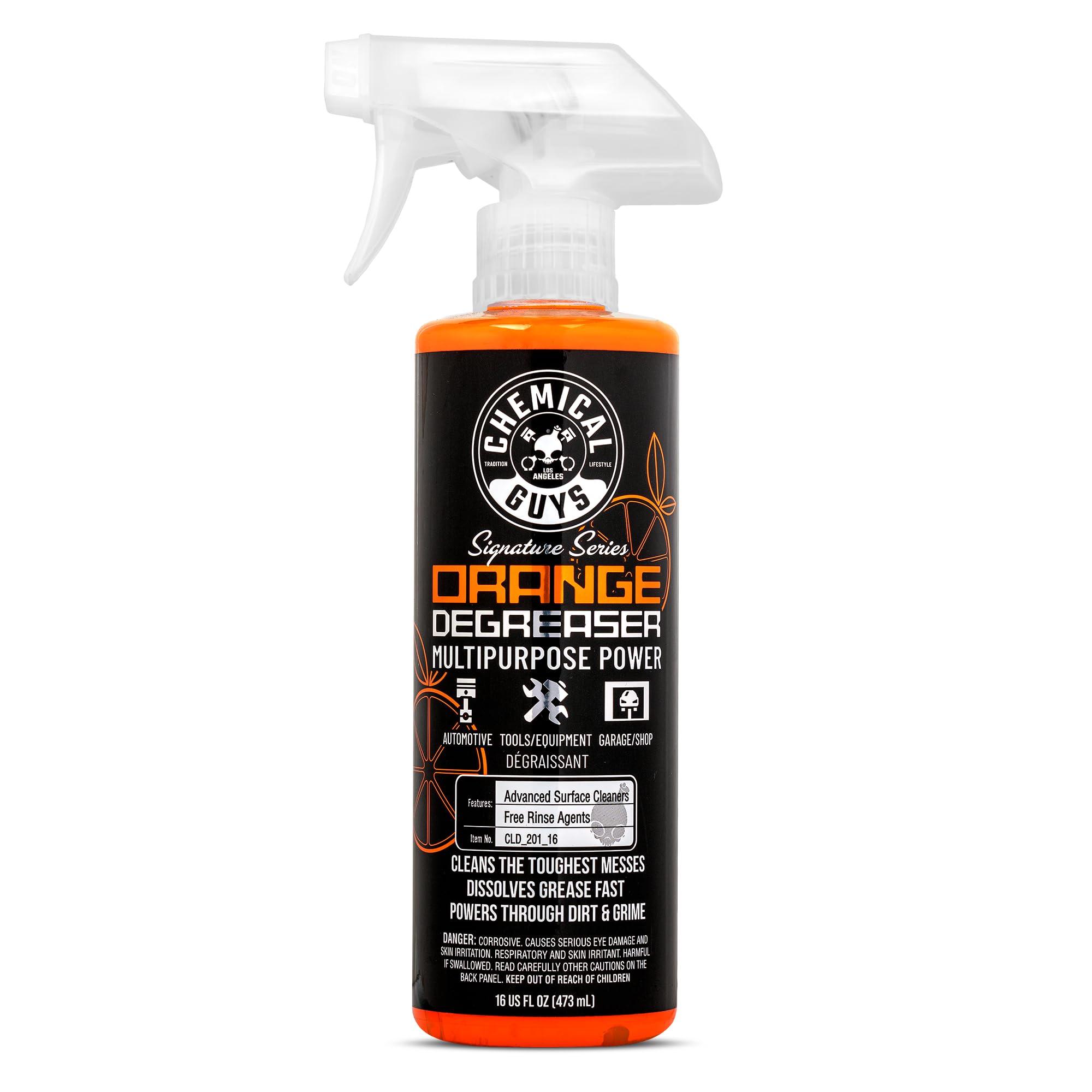 Chemical Guys Orange Signature Series Degreaser Spray - Heavy Duty All Purpose Cleaner for Engines, Tires, Undercarriages, Tools and More, Professional Strength, Breaks Down Grease, Oil & Grime, 16 oz
