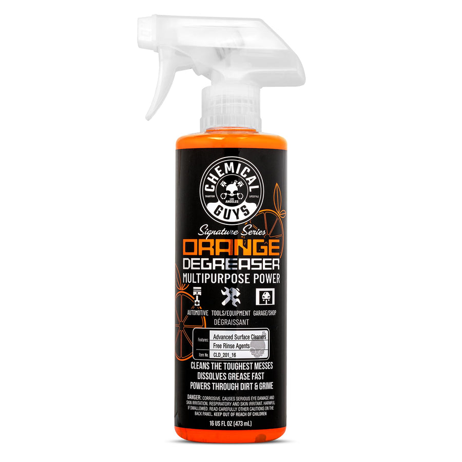 Chemical Guys Orange Signature Series Degreaser Spray - Heavy Duty All Purpose Cleaner for Engines, Tires, Undercarriages, Tools and More, Professional Strength, Breaks Down Grease, Oil & Grime, 16 oz