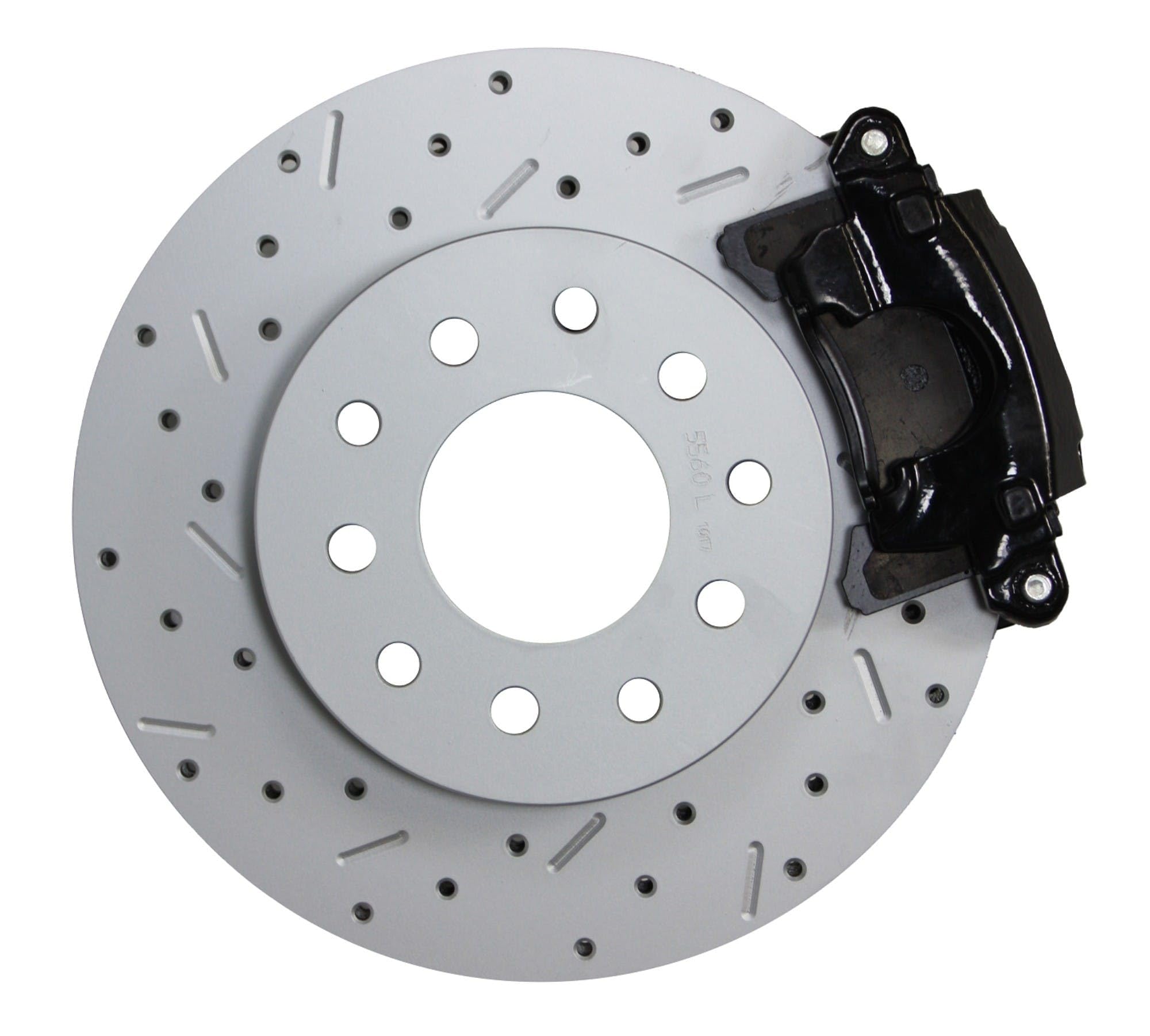 Rear Disc Brake Conversion Kit LEED BRAKES - Maxgrip Xds - Black Powder Coated Calipers - Gm 10 and 12 Bolt Axles 5 X4.75 With Staggered Shocks