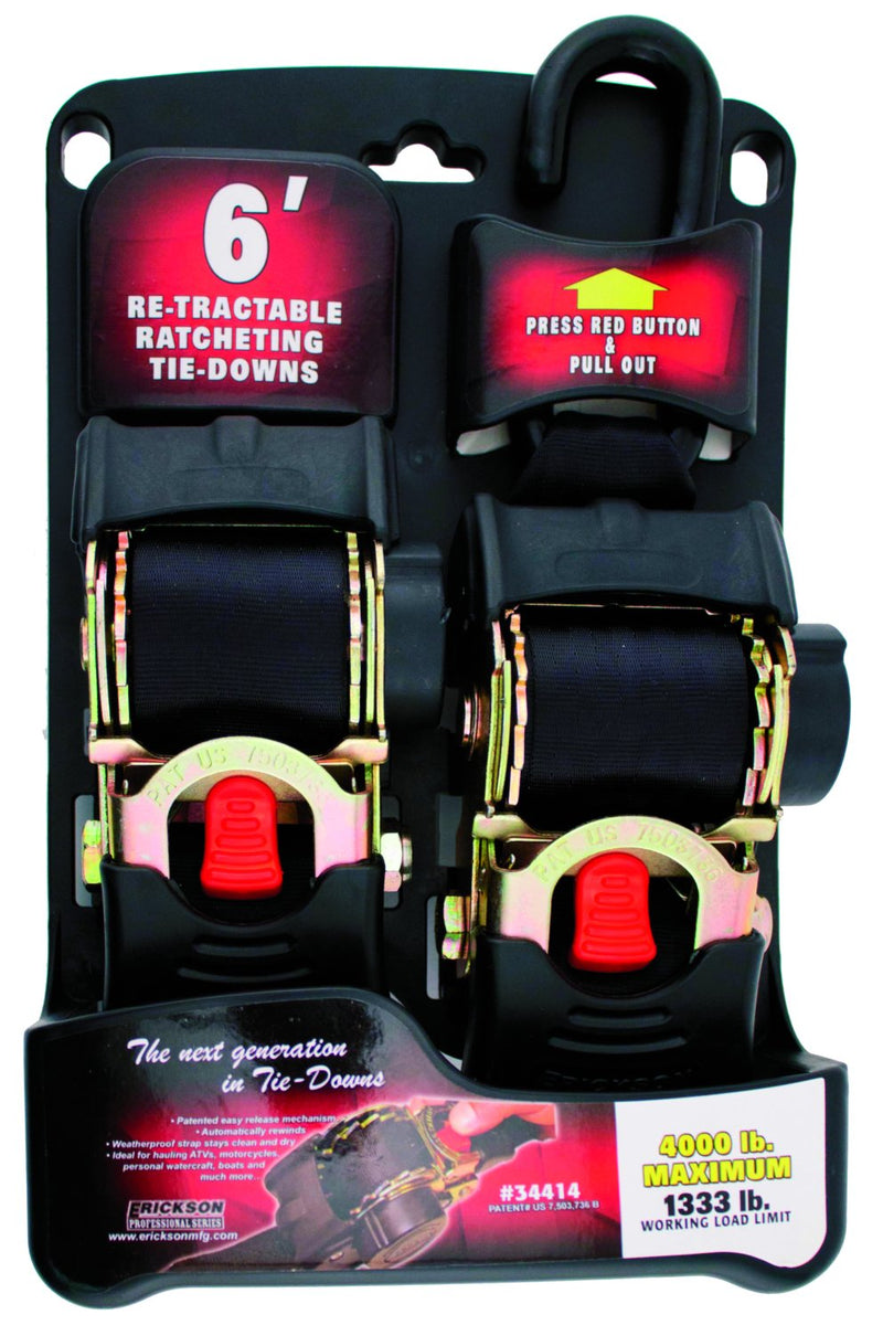 Re-tractable Erickson Tie-Downs 2" x6' 6' - 4000 lbs
