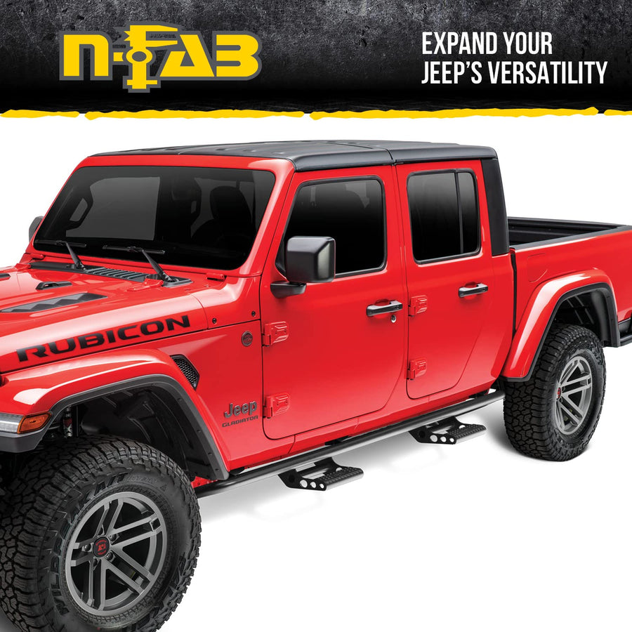 RKR Rails RealTruck for Jeep Wrangler JK | Cab Length, Tubular Steel, Textured Black | J072RKR | Fits 2007-2018 Jeep Wrangler JK 2 Door All, SRW Gas